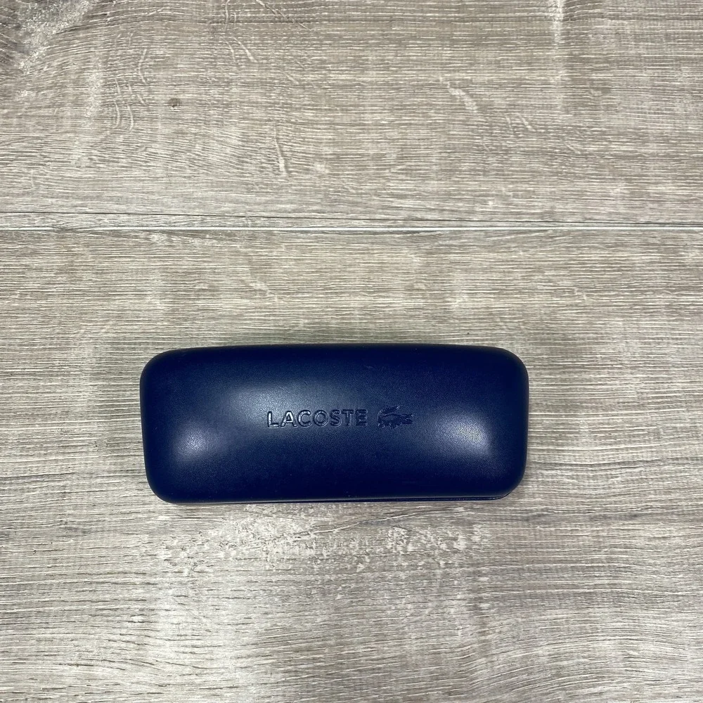 Lacoste Eyeglass Case Mens OS Navy Blue Hard Shell Logo Protective‎ Accessory